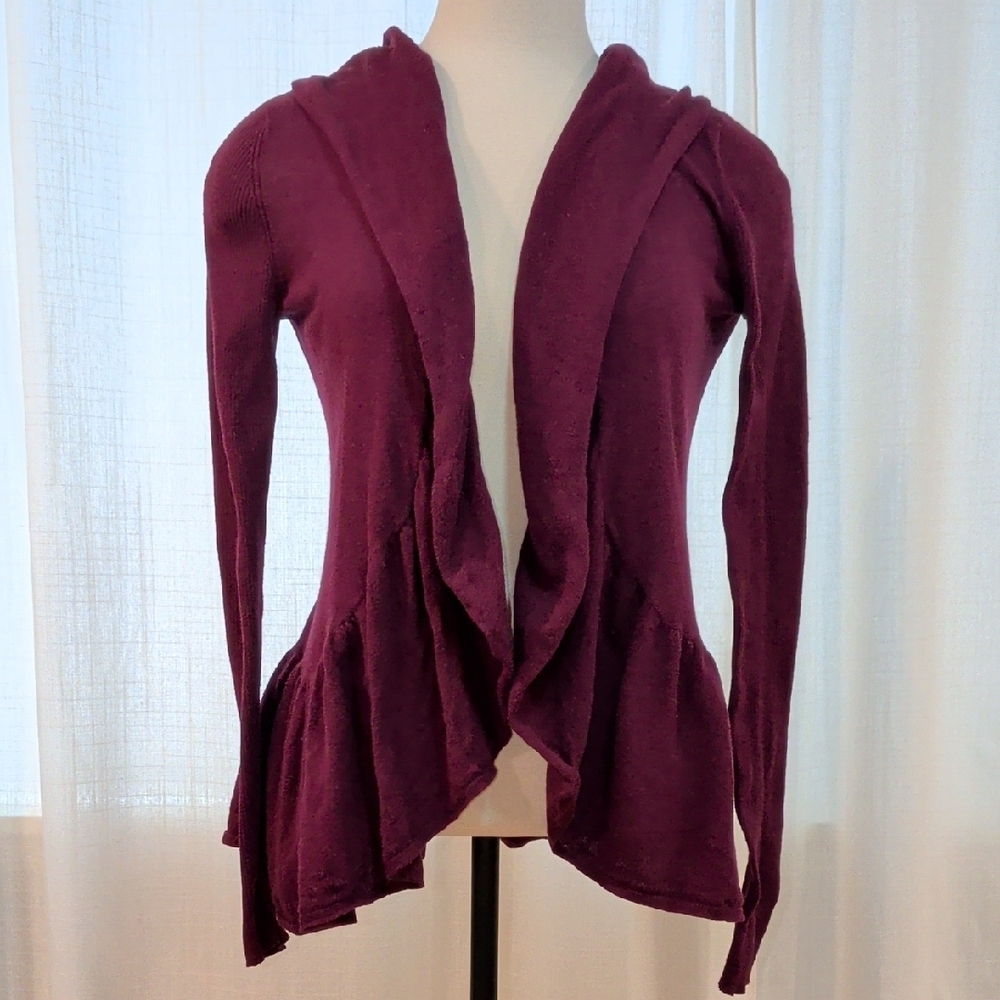 Cashmere Blend Purple Ruffle Front Sweater